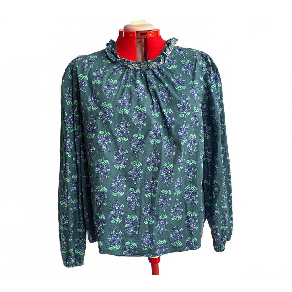 J.Crew blue floral blouse top size 2x